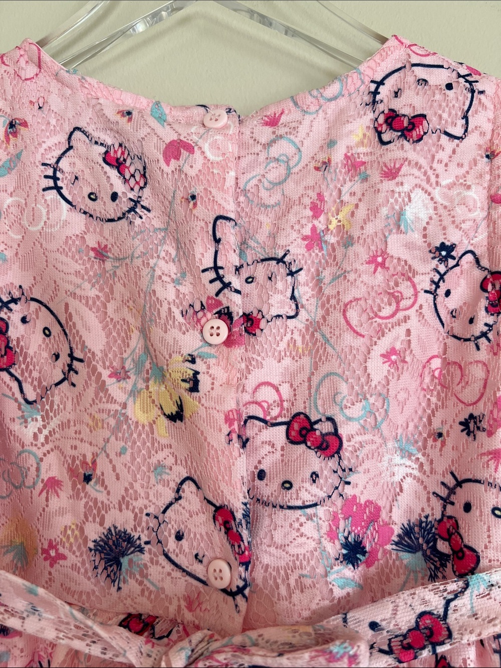 Hello Kitty Pink Lace Fit-and-Flare Dress with Bow 6X - Picture 3 of 5